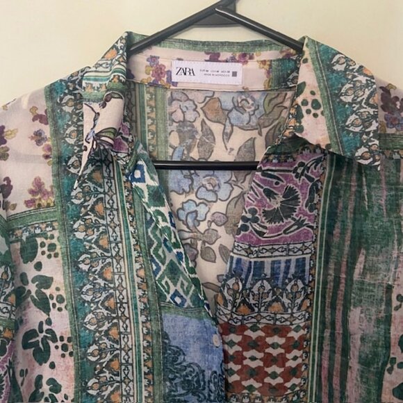 ZARA - PRINTED CHIFFON BLOUSE - Picture 3 of 5